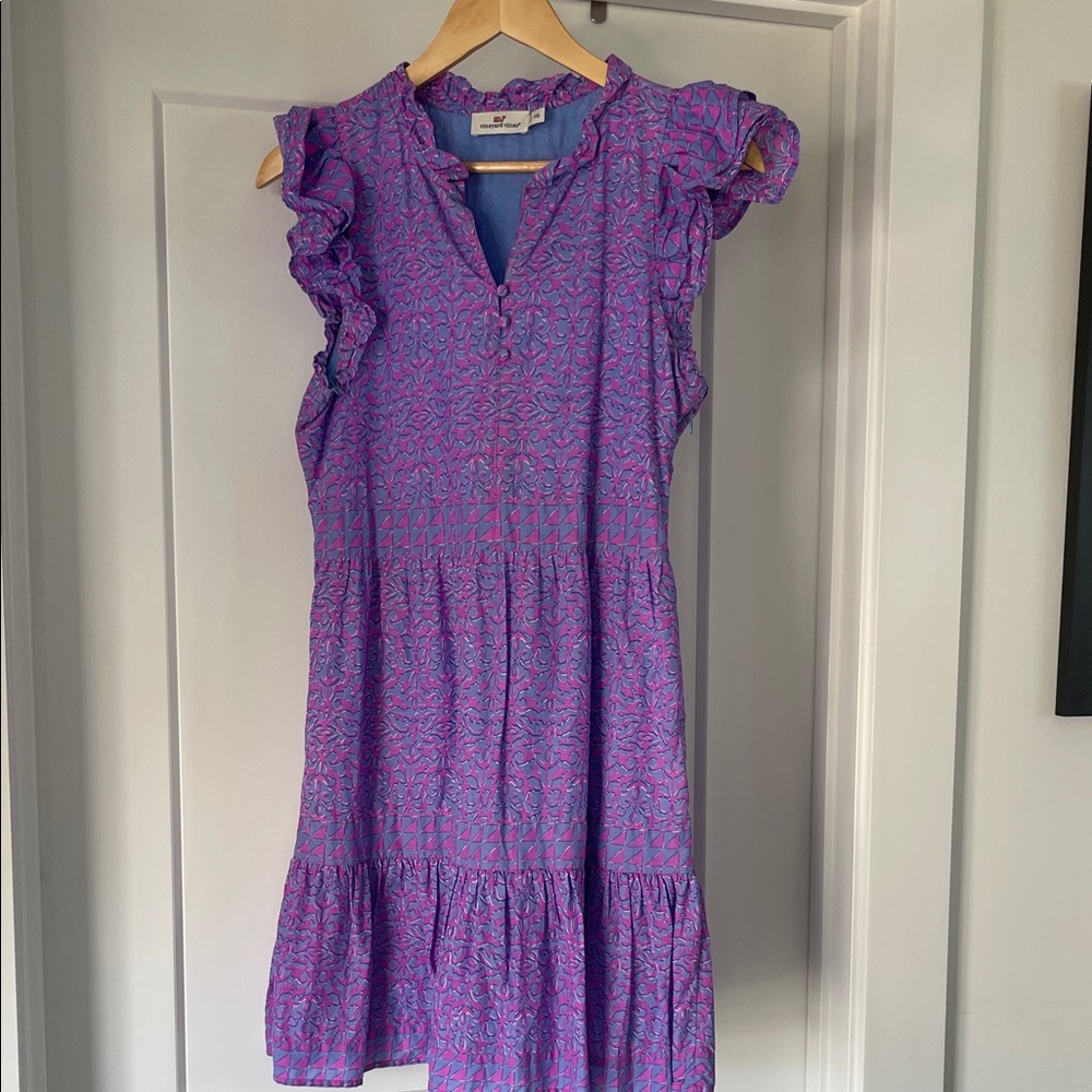 Vineyard Vines Purple and Pink Ruffle Dress